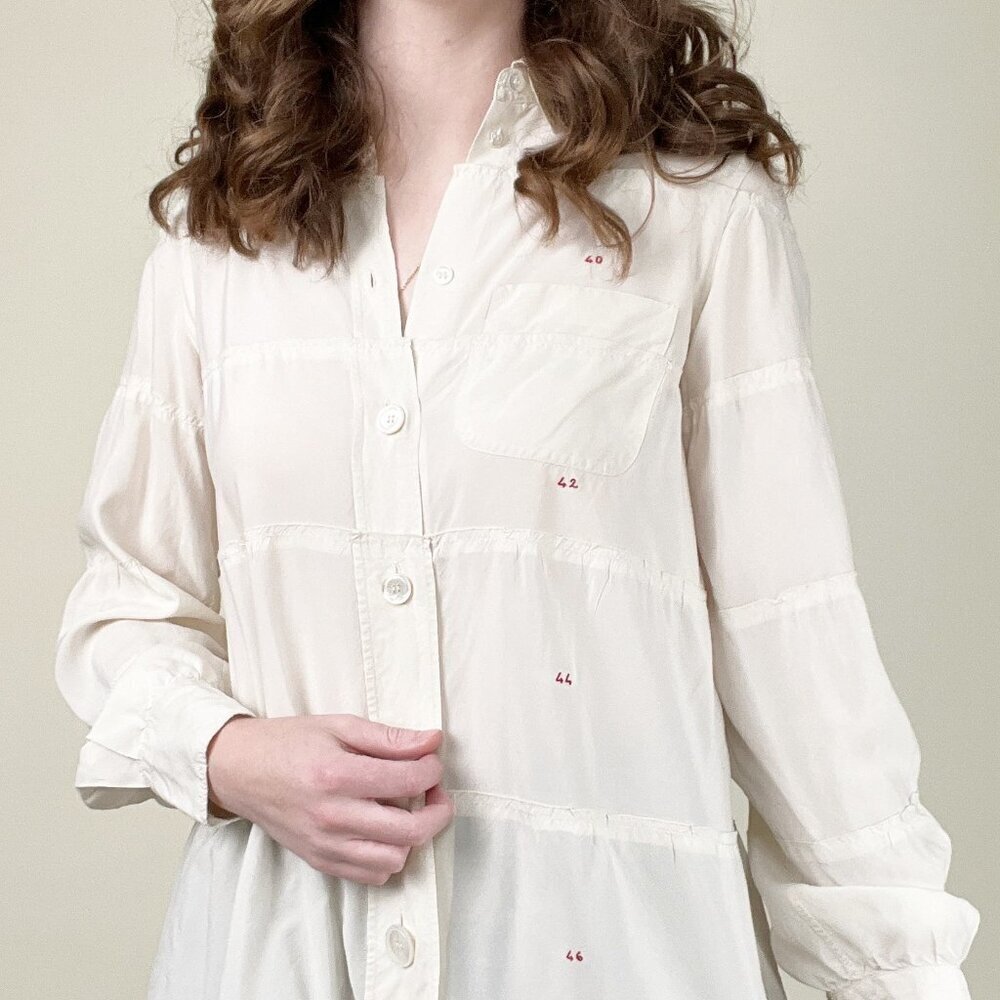 Vintage European Oversized Button Up Shirt Blouse Preppy Old Money Quiet Luxury